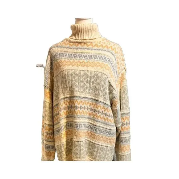 Vintage Cabin Creek Turtleneck Sweater Size L Cottage Core Country Grandma Long - Picture 2 of 11